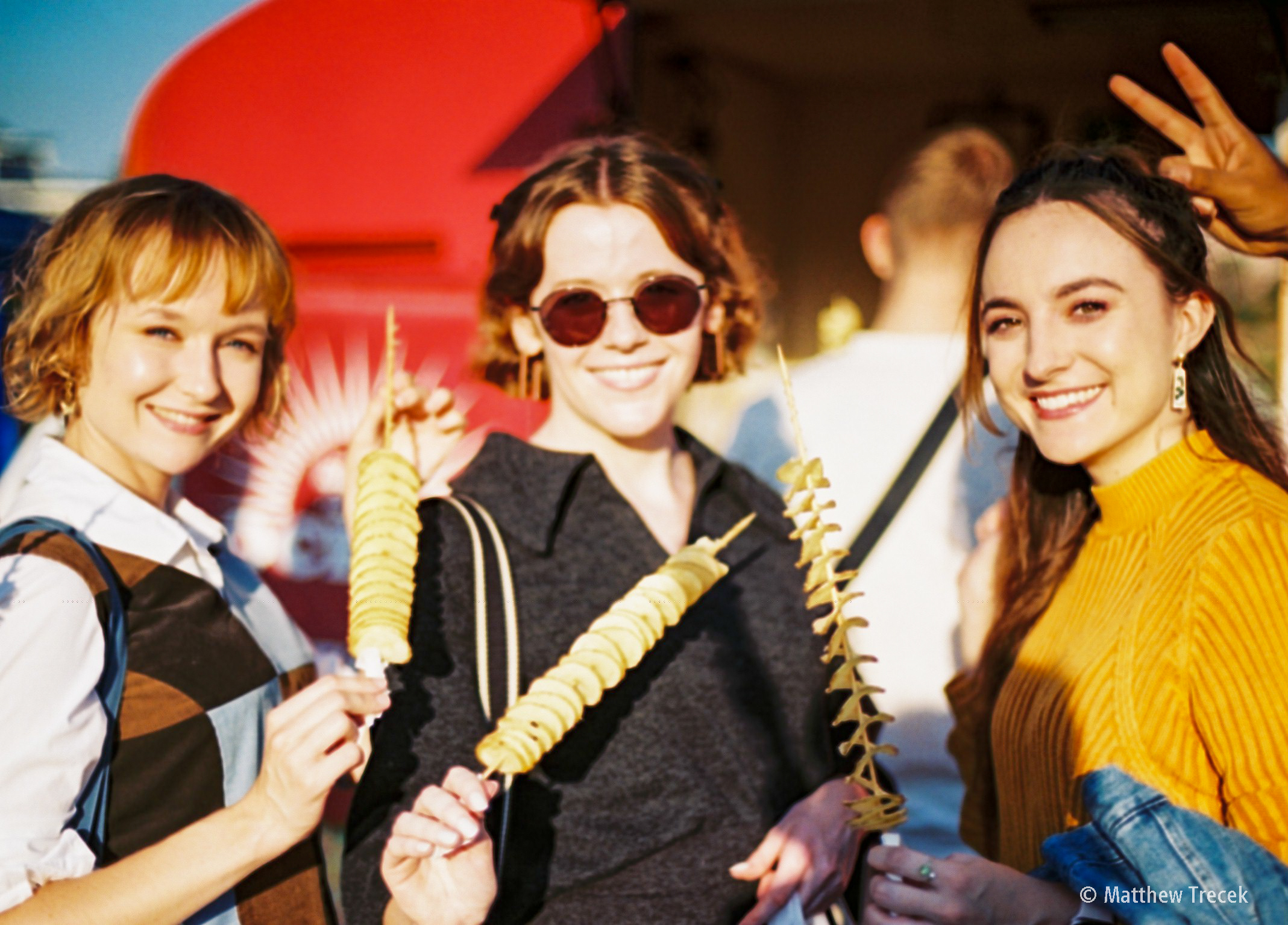 Swara, Sam, and Bethany with Tornado Potatos